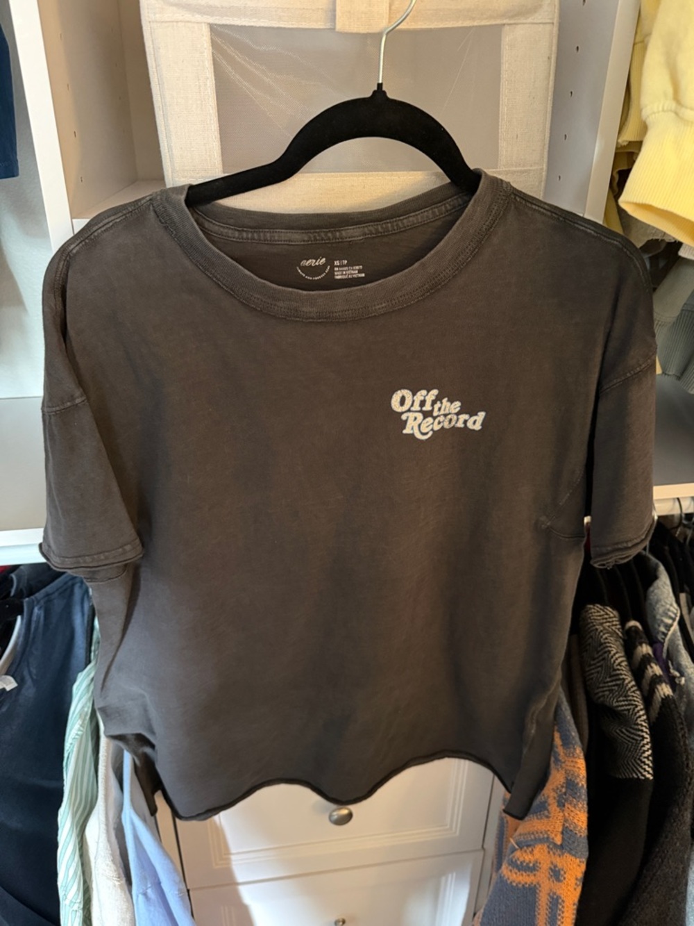 aerie Black Graphic Crew Tee